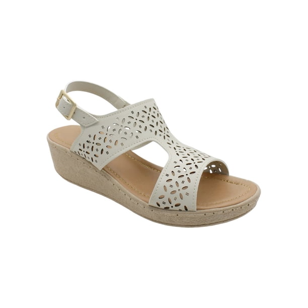 Sandalias con plataforma Exterior Piel Vegana Color Blanco Para Mujer