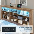 thumbnail image 6 of amerlife Twin Daybed with Bookcase Headboard, USB-C Charging, RGB Lights & 3 Drawers, No Box Spring Needed, Platform Bed Frame for Teens, Dorms, Guest Room,Rustic Oak, 6 of 9