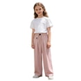 thumbnail image 3 of Lullu Girls Pleated Suit Pants Elastic Waist Loose Straight Leg Dress Pants, Sizes 12-14, 3 of 3