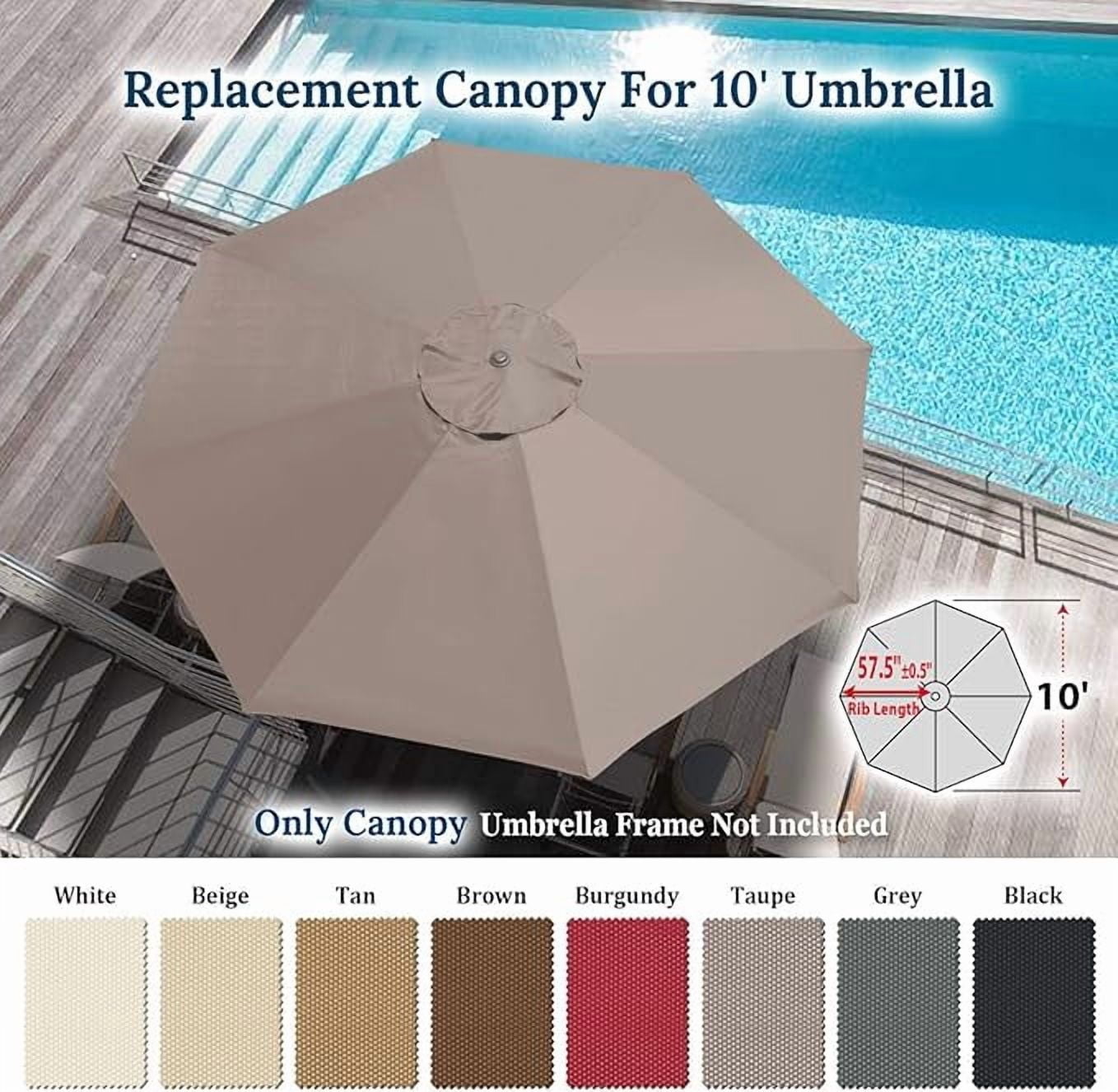 ALUVIERA 10' Umbrella Canopy Top Cover Patio Replacement Top Cover 8 Ribs Outdoor Sunshade