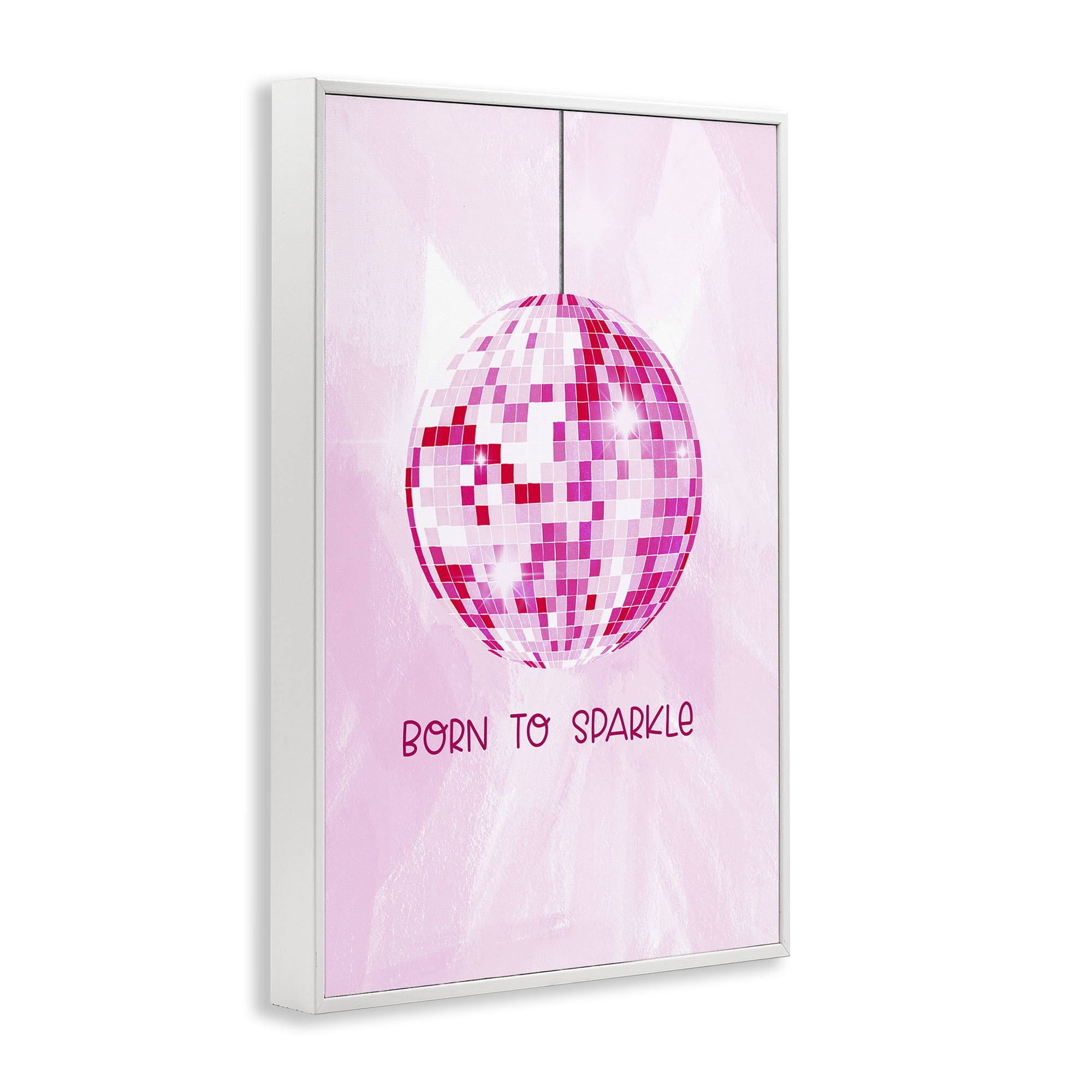 Stupell Industries Born To Sparkle Disco Typography Painting White Framed Art Print Wall Art, 12 x 18
