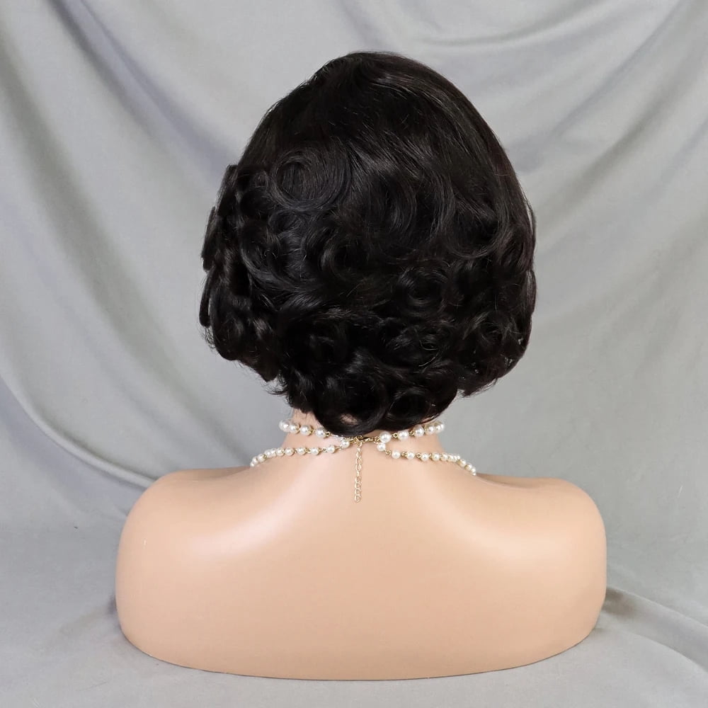 Natural Black Loose Wave Pixie Cut Wig Short Bob Human Hair 13x4 Lace Frontal Wigs Transparent Lace Human Hair for Black Women Lace Front Human Hair Wig