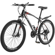 Youth/Adult Mountain Bike 26-inch High-Performance Carbon Steel Mountain Bike 21-Speed Bicycle for Men and Women Riding Full Suspension Mountain Bike Used Downhill Bikes (Black, One Size)