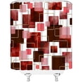 thumbnail image 2 of Red Shower Curtain Modern Abstract Geometric Grid Bathroom Curtain Sets for Bathtub Home Art Decor, Waterproof Fabric Washable with Hooks-60"W x 72"L (Pack of 1), 2 of 6