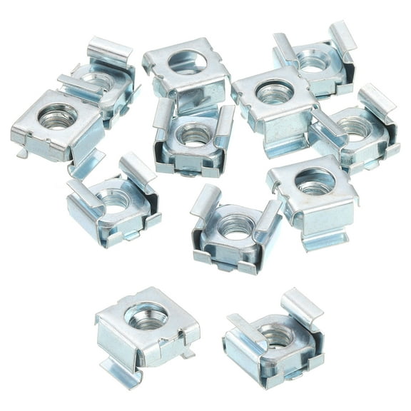 Uxcell 12-24 Cage Nut, 15 Pack Snap-in Cage Nuts, Carbon Steel Zinc Plated Metric Nut for Server Rack Cabinet, Silver