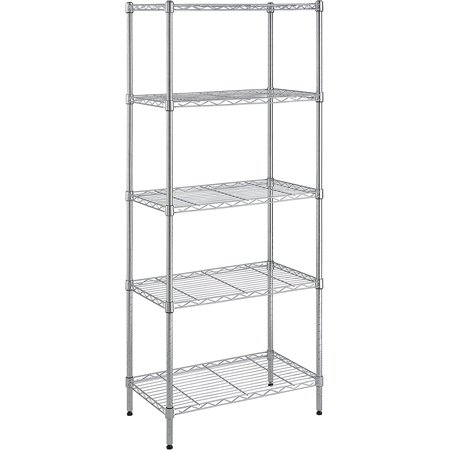 COOKCOK 5 Tire Wire Shelving Unit, 35.4" x 13.8"x 71" Heavy Duty Storage Shelving Unit, Height Adjustable Rolling Metal Shelf for Restaurant Garage Pantry Kitchen, 550lbs Capcity, Silver