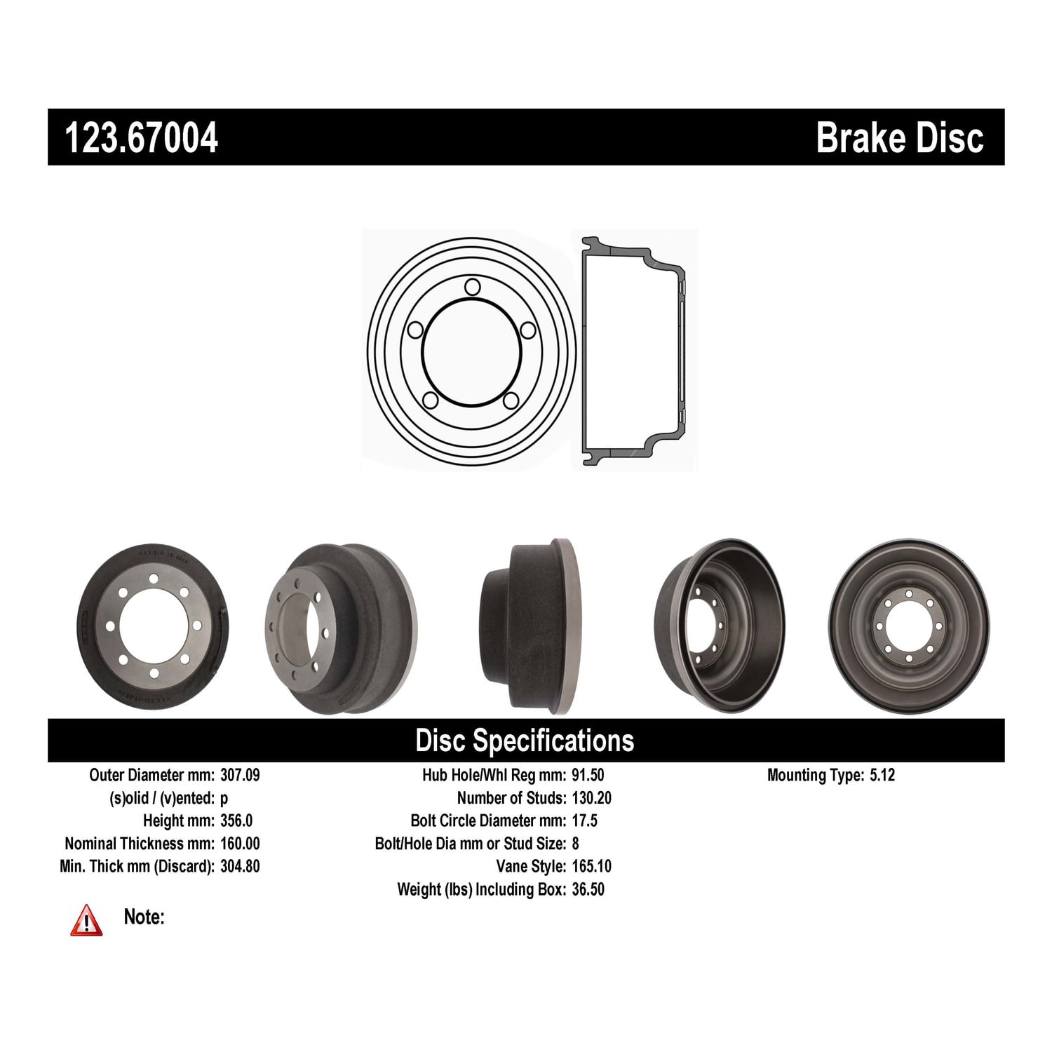 Centric Parts 123.67004 Brake Drum Fits select: 1972-1993 DODGE W-SERIES, 1979-1993 DODGE D-SERIES