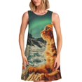 thumbnail image 1 of Easygdp Space Adventurer Cat para Vestido Transpirable de Mujer, Vestido Suelto de Manga Corta con Pliegues y Bolsillos para el Verano, 1 of 7