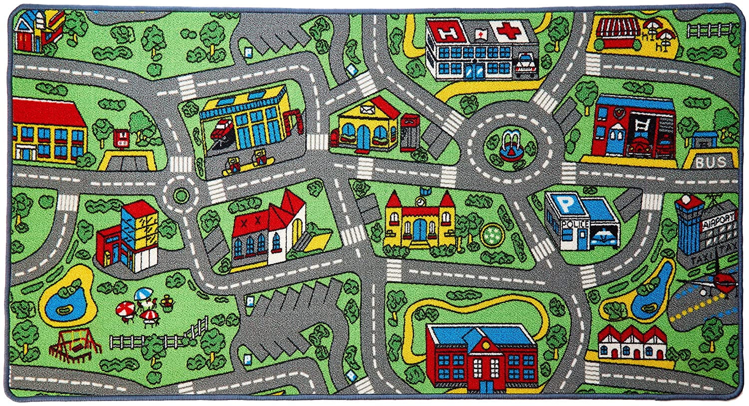 Click N' Play City Life Kids Road Traffic Play mat Rug Extra Large Non-Slip Carpet Fun Educational for Play Area Playroom Bedroom-Extra Large 79” x 40”