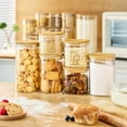 thumbnail image 6 of Extra Large Square Glass Flour & Sugar Storage Containers with Airtight Lids, 132oz & 63oz - 2 Pack Glass Jars with Bamboo Lids, Air tight Pantry Food Storage Containers for Cereal, Pasta, Rice, 6 of 8