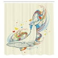 thumbnail image 3 of Ambesonne Cartoon Shower Curtain, Whale in Ocean Dive, 69"Wx84"L, Blue and White, 3 of 5
