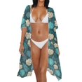 thumbnail image 4 of SCRAWLGOD Monstera Palm Leaf Print Kimono Swimsuit Coverup Casual Half Sleeve Beach Cover Up Soft Quick Dry Bathing Suit Cover Up for Women, 4 of 6