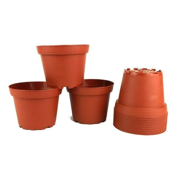 4 in. dia. Plastic Terra Cotta Pots - Pack of 12