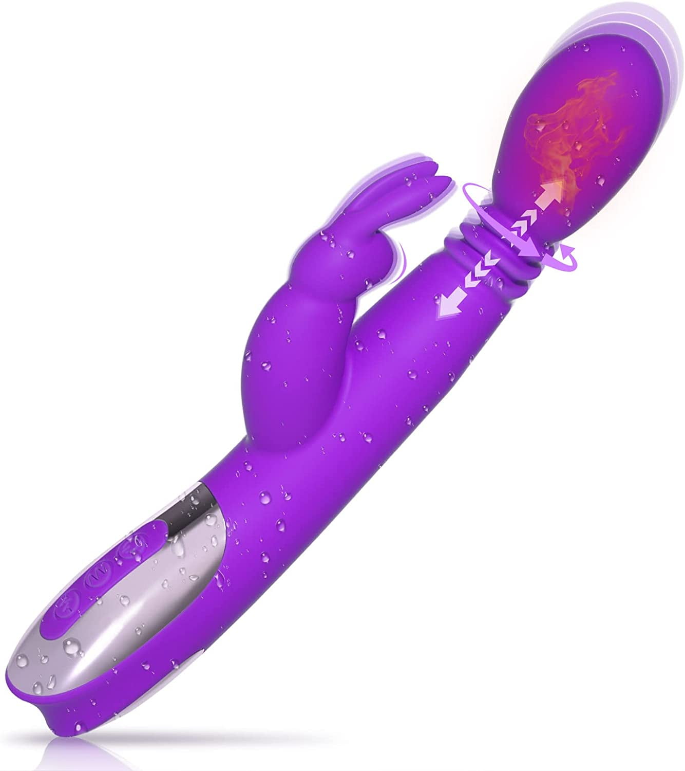 Blissmakers Thrusting Dildo Rabbit Vibrator Adult Sex Toys with Heating Function, 3 Thrusting and Rotating and 10 Tapping Vibrating G Spot Dual Motor Stimulator for Women Couple photo