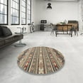 thumbnail image 4 of Ahgly Company Machine Washable Indoor Round Abstract Sepia Brown Area Rugs, 3' Round, 4 of 7