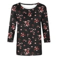 thumbnail image 2 of Hauts pour Femmes Décontractés Imprimés Col Rond Manches 3/4 T-Shirt Ample, Hauts Manches 3/4 pour Femmes, Hauts Décontractés pour Femmes, T-Shirts pour Femmes, 2 of 4