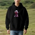 thumbnail image 2 of Men's Black Hooded Pullover Sweatshirt with Front Pocket Futuristic Humanoid Robot Design Glowing Particles Cyberpunk Style, 2 of 7