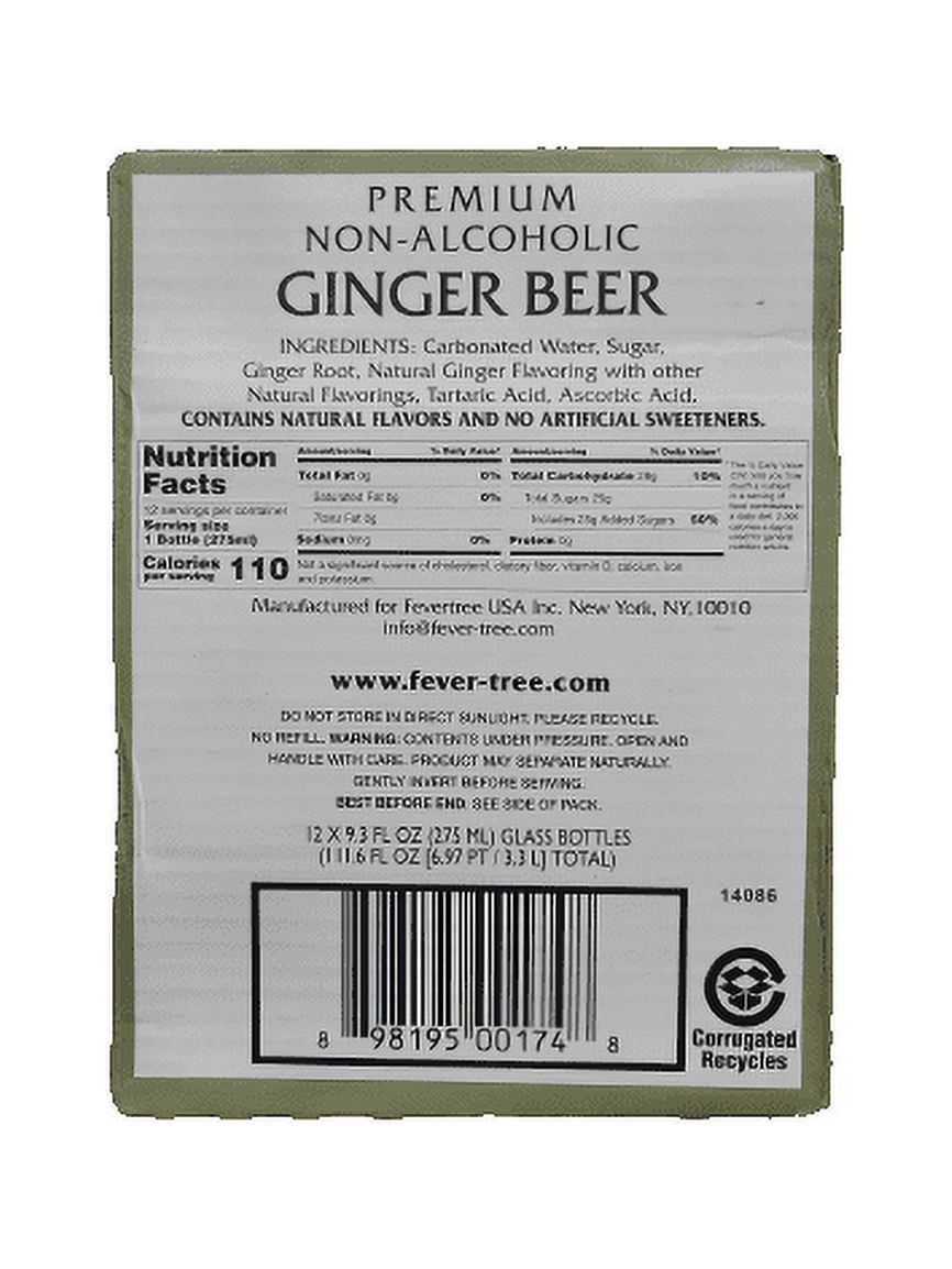 Fever Tree Ginger Beer 9.3 oz, Pack of 12 - Non-Alcoholic Mixer