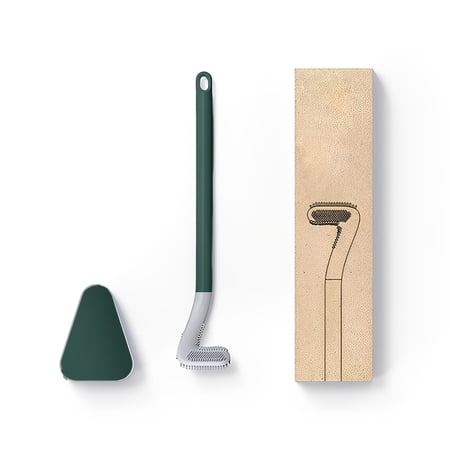 Hirundo Golf Toilet Brush Set,Golf Toilet Brush and Holder Set, Flexible Silicone Toilet Bowl Cleaning Brush, No Dead Corner(Green with Base)