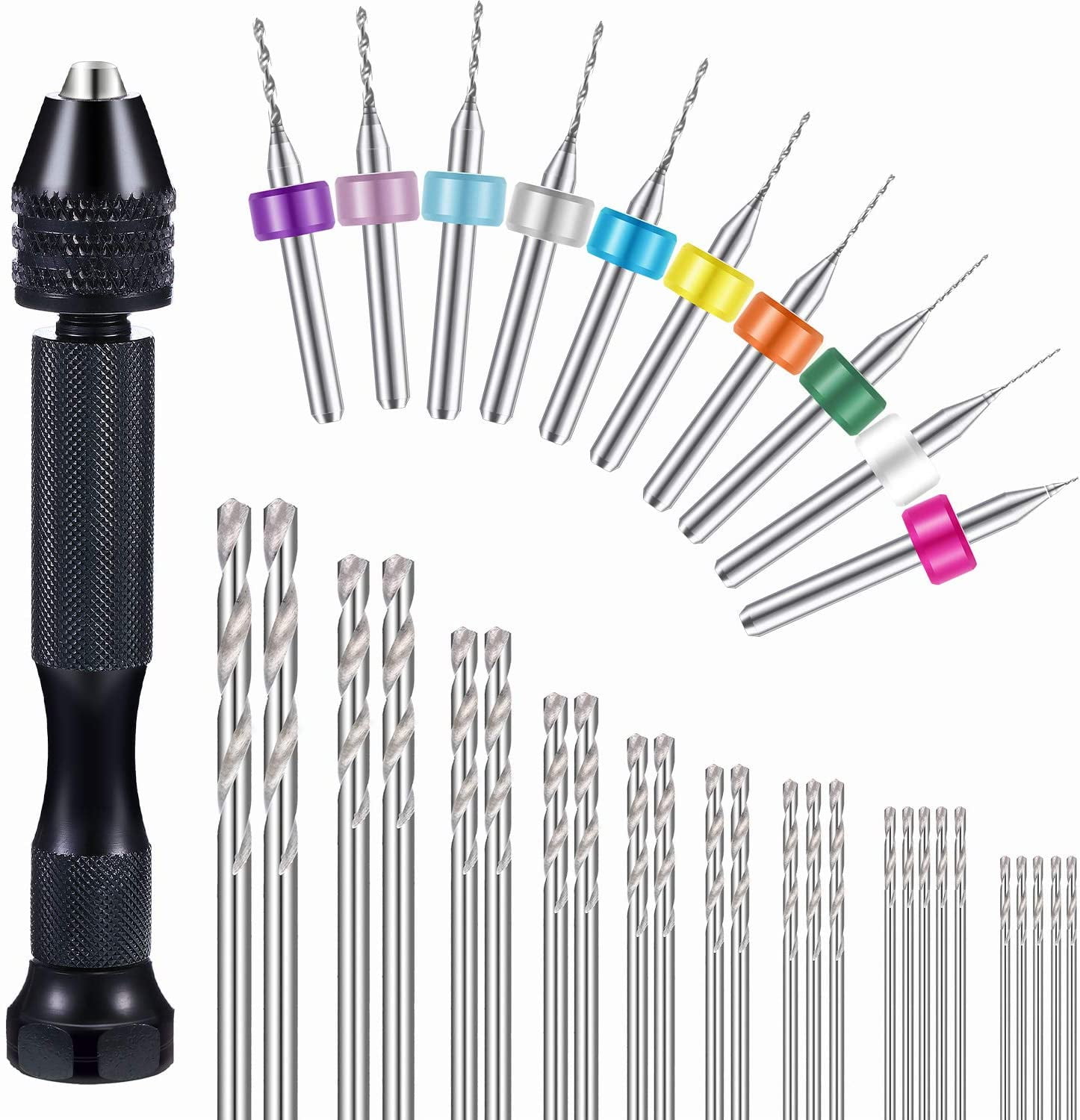 21pcs Precision Mini Twist Micro-Drill Set, Tiny Small Metal Tools, 61-80  Jewelers Bit Index Pin with Hand Drill Kit - Walmart.com