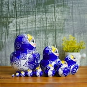 Matryoshka Russian Nesting Dolls Set of 10 Hand Painted Wood Figurines Decors Wooden Craft for Display Dolls
