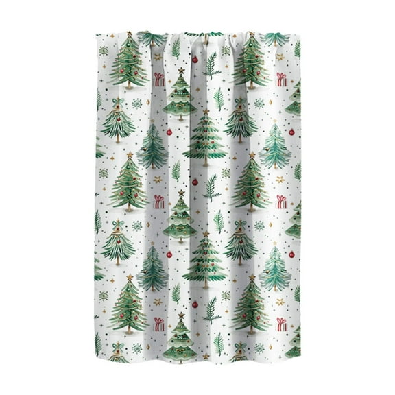CuiLiyq Christmas Curtain, White and Green Xmas Pine Merry Christmas Window Valance, for Bedroom Living Room Cafe Bathroom Kitchen (29.9" x 23.6")