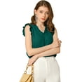 thumbnail image 6 of Allegra K Women's Ruffled Sleeveless Pullover V- Neck Work Blouses Tops, 6 of 7