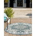 thumbnail image 3 of Jill Zarin Outdoor Collection Area Rug - Dubai (5' 3" x 8' Oval Teal/Ivory), 3 of 8