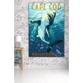 thumbnail image 3 of Cape Cod, Massachusetts, Great White Shark (36x54 Giclee Gallery Art Print, Vivid Textured Wall Decor), 3 of 3
