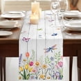 thumbnail image 3 of Table Runners 72 Inches Long Dress Scarves, Wildflowers Farmhouse Kitchen Table Runner, Coffee Tablerunners, Spring Farmhouse Tulip Floral Leaf Wooden Grain 16x72 Inch, 3 of 9