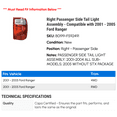 thumbnail image 2 of Right Passenger Side Tail Light Assembly - Compatible with 2001 - 2005 Ford Ranger 2002 2003 2004, 2 of 2