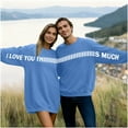 thumbnail image 2 of Funny Valentines Day Shirt for Couples, I Love You This Much Matching Sweatshirts Oversized Long Sleeve Pullover Cute Valentine's Day Outfits, 2 of 8
