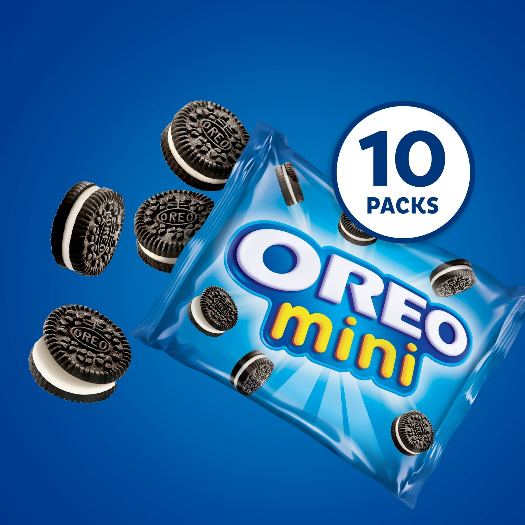 OREO Mini Chocolate Sandwich Cookies, School Snacks, 10 Snack Packs - pack of 4