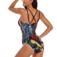 thumbnail image 3 of Women's Alice in Wonden-Lan Swimsuit One Piece Bathing Suit V Neck Tummy Control Sports Beach Swimwear, 3 of 8