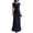 19# Navy, variant on A Line Pleated V Neck Bridesmaid Dress for Wedding Sleeveless Split Chiffon Long Formal Party Gown Black L
