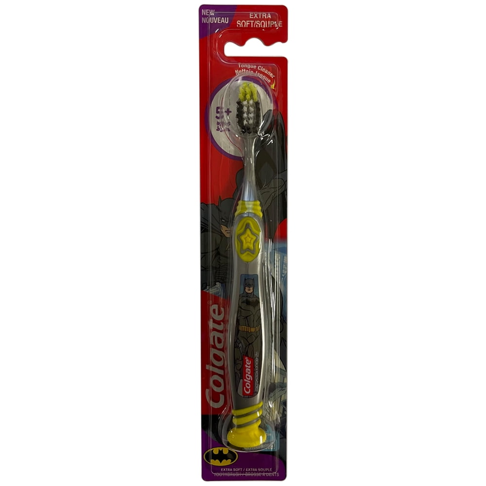 Colgate Batman Toothbrush for Children with Suction Cup, Kids 5+ Years Old, Extra Soft