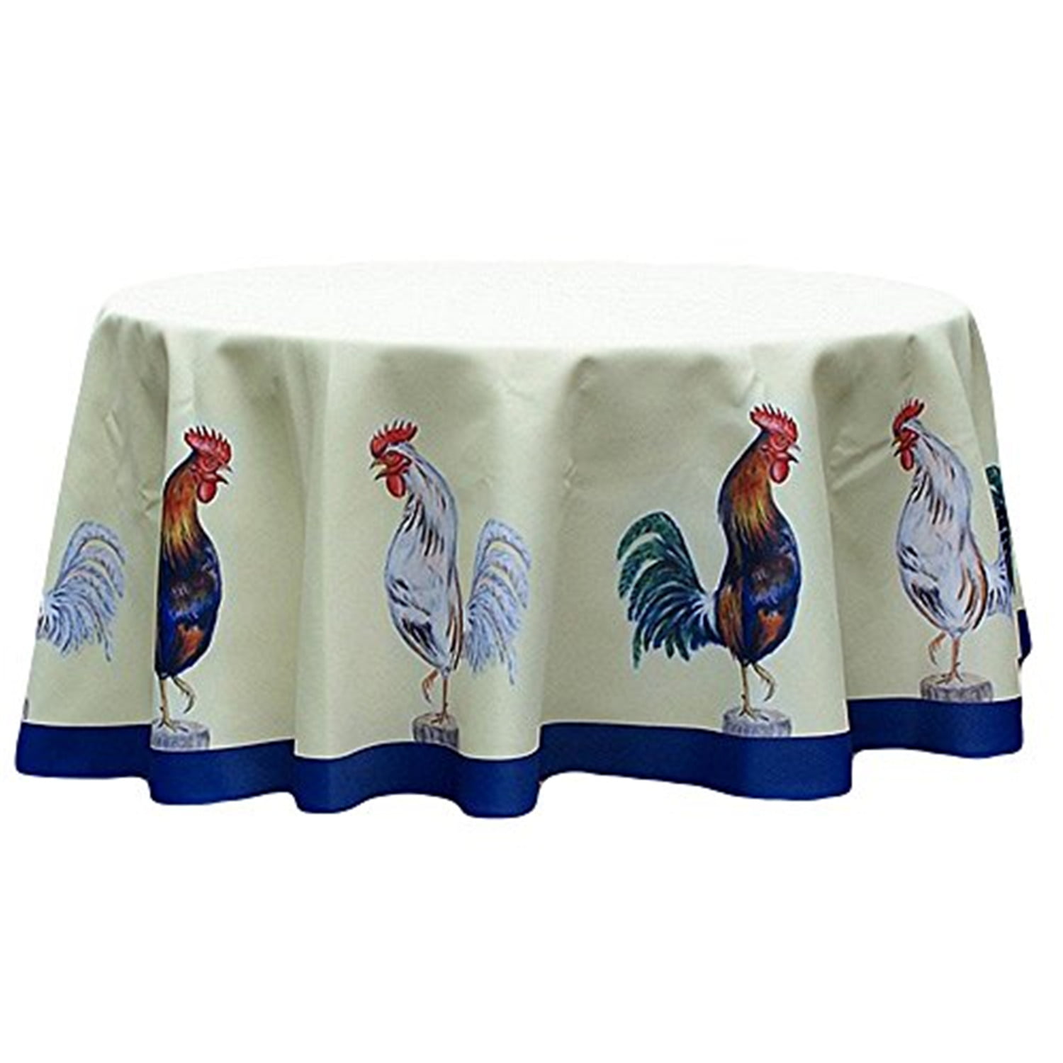 48x72” Rooster Tablecloth Blue 