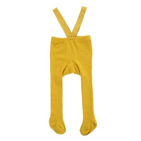 

hirigin Newborn Baby Suspender Overall Pantyhose High Waist Ribbed Knit Tights