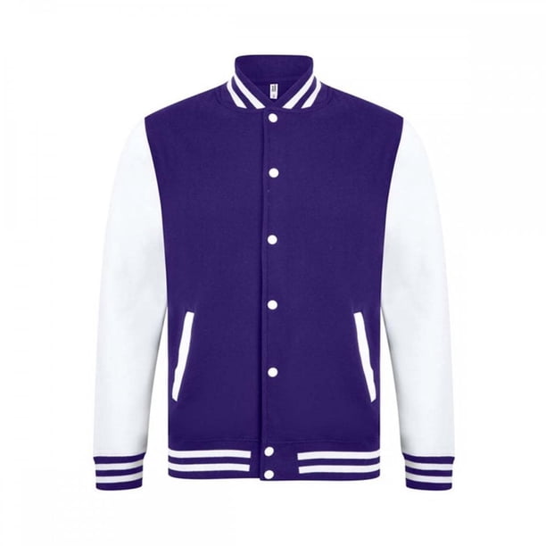 Casual Classic - Chaqueta modelo Varsity para hombre (Morado/Blanco)