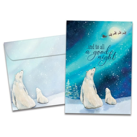 Tree-Free Greetings Christmas Greeting Card, 5 x 7, Polar Bear Wonder (GO68820)