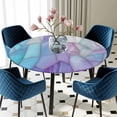 thumbnail image 3 of Purple Blue Marble Round Fitted Tablecloth with Elastic Edge, Waterproof Table Cloth Table Cover for 36"-44" Tables, Modern Abstract Art Marble Crack Tablecloths for Dining Picnic Indoor Outdoor, 3 of 9