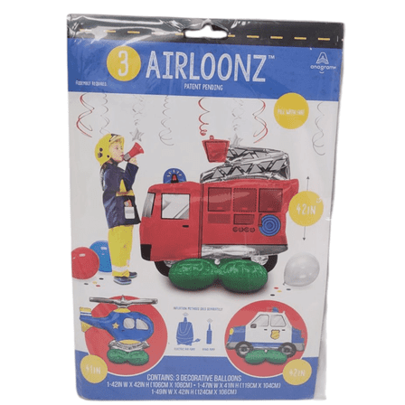 Airloonz 3 First Responder Vehicles Decorative Balloons