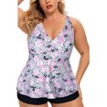 thumbnail image 2 of HAWEE Womens Plus Size Tankini Swimsuits with Shorts Two Piece Bathing Suit Floral Printed Swimwear, 2 of 4