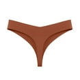 thumbnail image 4 of Ashirexll Thongs for Women, Silk Underwear for Women Low Waist Solid Color Seamless No Show Stretch Thong Panties Coffee XL, 4 of 6