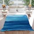 thumbnail image 3 of Abstract Art Flannel Blanket for Bed,Travel and Camping, Modern Ocean Waves Blue Ombre Painting Style Super Soft Cozy Blanket for All Seasons 32"x48", 3 of 7