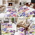 thumbnail image 6 of Large Area Rug 6'x9', Watercolor Purple Floral Non-slip Runner Carpet for Living Room/Bedroom/Office, Flower Leaves Hearb White Outdoor Indoor Rectangle Area Rugs Floor Mat for Kitchen/Dining Room, 6 of 9