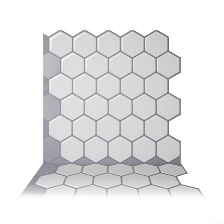 Tic Tac Tiles - Premium Anti Mold Peel and Stick Wall Tile Backsplash in Hexa Mono (Best Grout For Kitchen Backsplash)