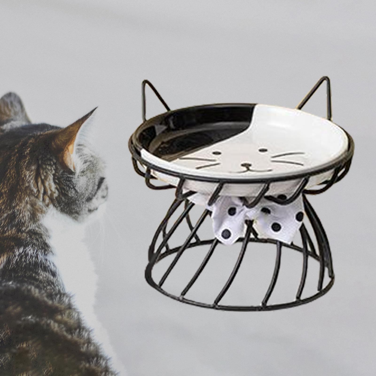 Cat Dog Bowl Snack Canned Dish with Metal Raised Stand Drinking Eating Feeding Bowl Nordic Cat Bowl Ceramic