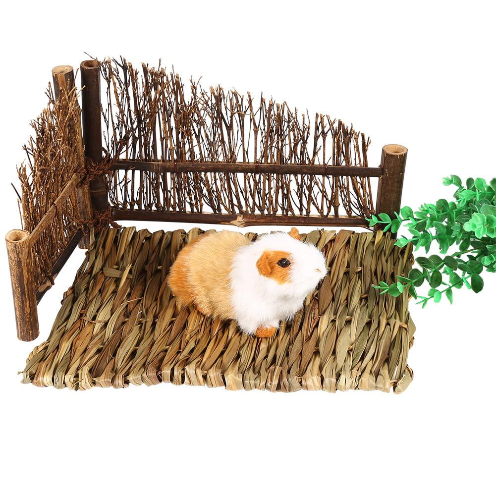 Breathable Reed Hamster Pad Straw Chew Toy Edible Chew Toy for Guinea Pig Parrot Rabbit Bunny Hamster Rat 3 Pack Rabbit Bunny Grass Mat with 5 Pcs Natural Chew Sticks Rabbit Toys 