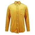 thumbnail image 4 of qelini Velvet Shirts for Men Long Sleeve Tops Basic Tee Solid Lapel Collared Button Down Vintage Party Blouses with Pocket, 4 of 8